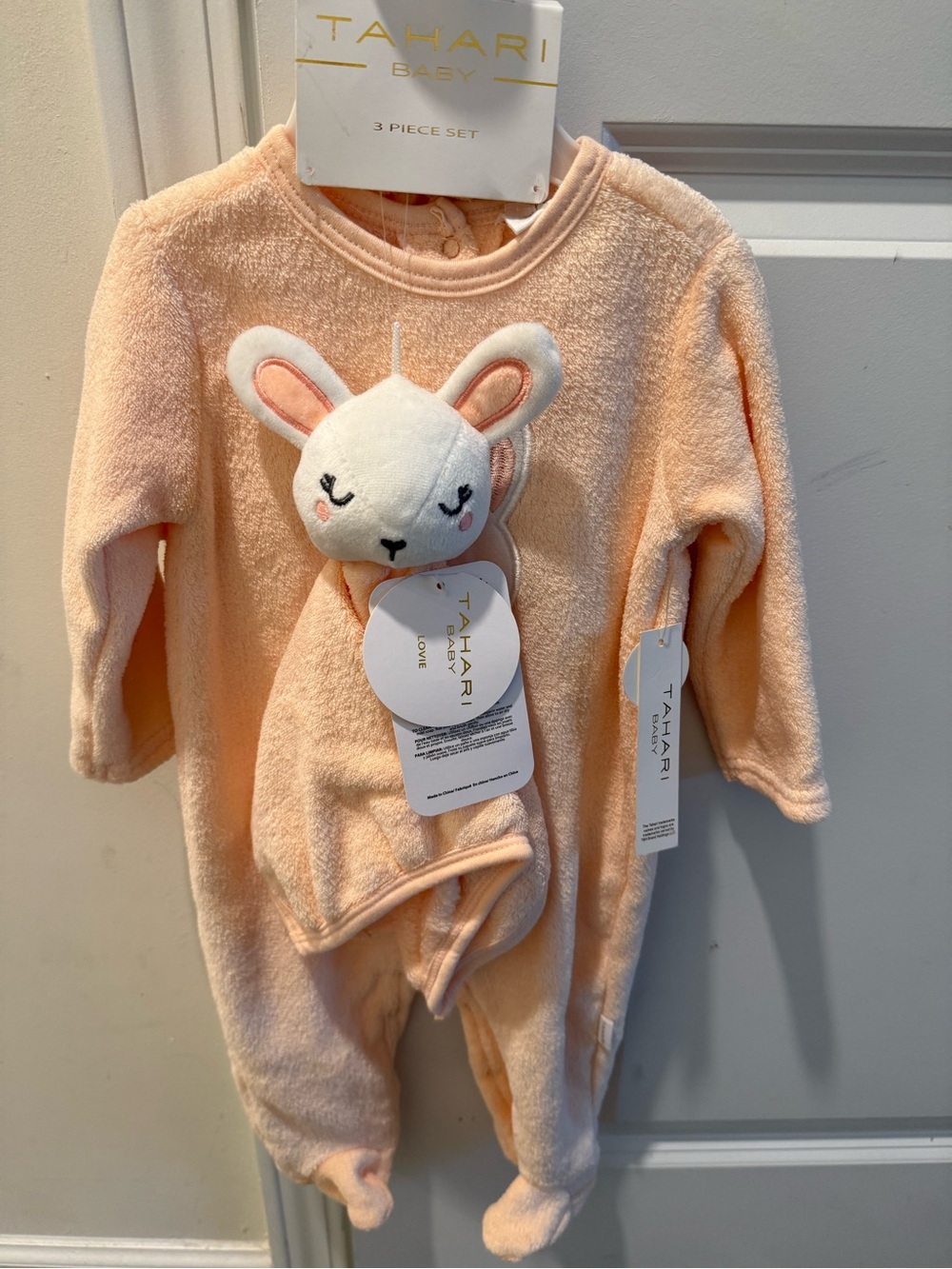 Tahari Peach Plush Bunny One-Piece
